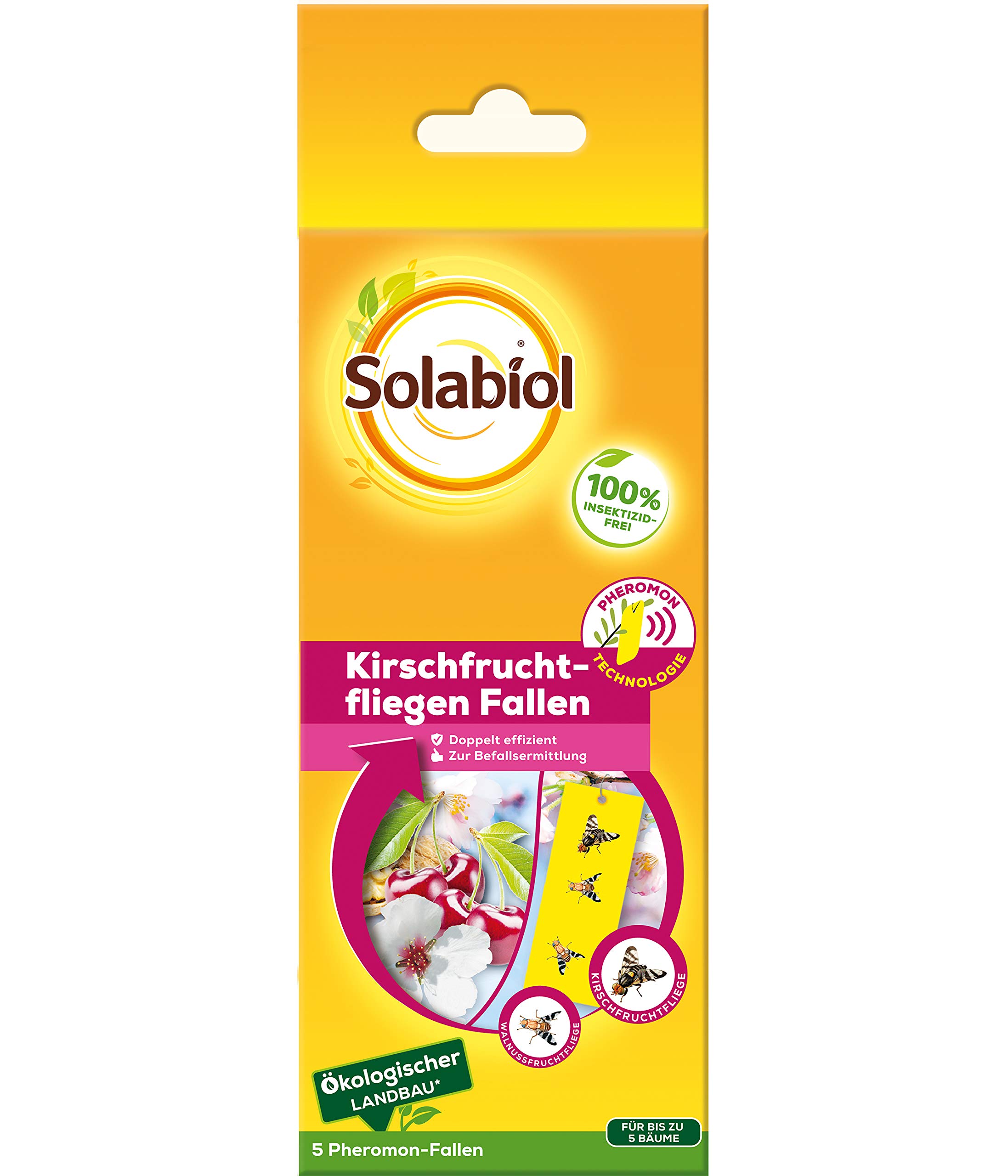 Solabiol Cherry Fruit Fly Traps Insecticide Free Pheromone Traps for Fighting Walnut & Cherry Fruit Fly Pack of 5