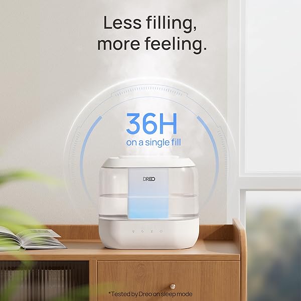 DREO HUMIDIFIERS FOR BEDROOM, 4L TOP FILL FOR LARGE ROOM, 36H RUNTIME, 28 DB QUIET SUPERSIZED COOL MIST AIR HUMIDIFIER FOR BABY NURSERY, PLANTS, INDOOR, NIGHT LIGHT, EASY TO CLEAN & FILL