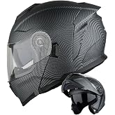 1Storm Motorcycle Street Bike Modular/Flip up Dual Visor Sun Shield Full Face Helmet HJK920