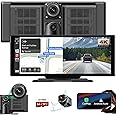 GTRUI 9.26" Wireless Car Stereo Apple Carplay & Android Auto with 4K Dash Cam DVR, 1080P Backup Camera, Portable Touchscreen GPS Navigation Receiver Mirror Link Bluetooth, AirPlay, Googel, Siri