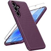 FNTCASE for Samsung Galaxy S25 FE Case: Burgundy Non Slip Textured | Soft TPU, with Screen Protector, Shockproof Protective Military Grade Drop Protection Matte Phone Cover
