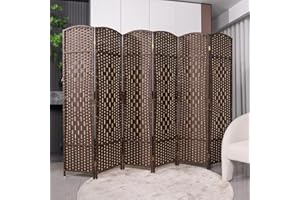 JVVMNJLK Room Divider Privacy Screen, Diamond Double-Weave Fiber 6 Panel Wall Divider for Room Separation, Portable Freestanding Partition Room Divider with Extra Wide, Brown