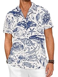 LuckLemocor Men's Hawaiian Shirts Beach Casual