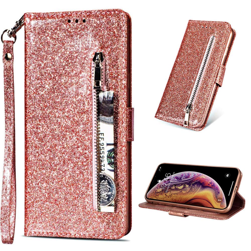 Lchulle Bling Iphone 7 Plus Wallet Case Iphone 8 Plus Luxury Sparkle Glitter Flip Zipper Pu