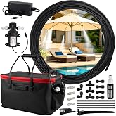 Mzmaxy Misting System, Portable Misting System | with 20FT/6M Hose, 20L Water Bucket, Water Pump, Filter, Nozzles for Outside Patio Cooling, Canopy, Umbrella, Camping