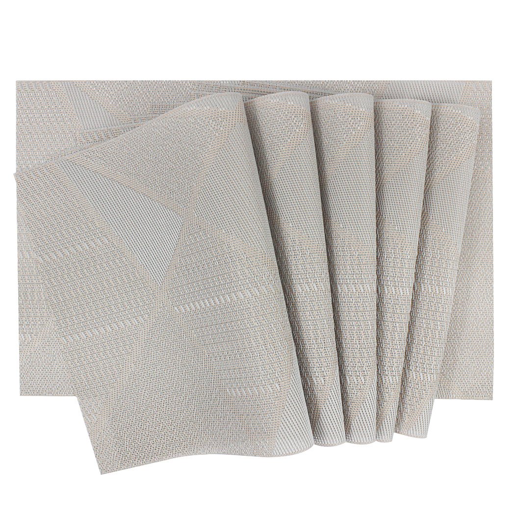 SIPLIV Placemats Set of 6 Crossweave Woven Vinyl Heat Insulation Stain Resistant Placemat for Kitchen Dining Table Washable Table Mats - Beige