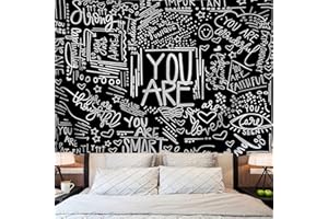 KJHL Quote You Are Wall Tapestry Black and White Inspirational Classroom Kids Tapestries Wall Hanging Motivational Positive Affirmations Saying Aesthetic Tapestry for Bedroom Dorm(51" x 59")
