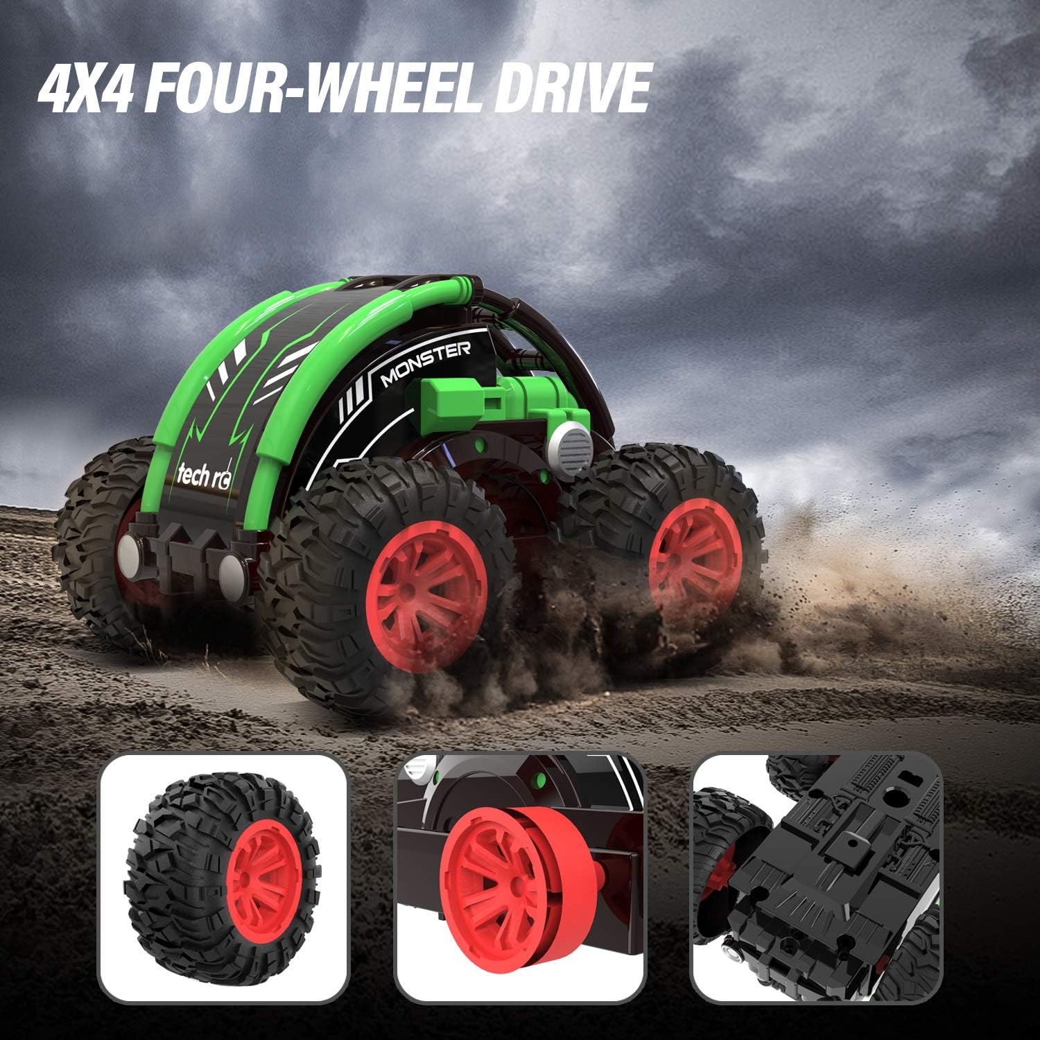 tech rc RC Car Stunt Car for Kids, 360° Spins & Flips 2.4 GHZ 4WD High Speed Remote Control Car for Boys: Toys & Games