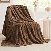 BEDELITE Fleece Blanket - 3D Jacquard Decorative Brown Throw Blankets for Couch & Bed, Soft and Cozy Warm Plush Fluffy Blanket All Seasons Suitable, 50x60Inches