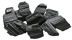 Black Tourmaline Crystals Rough Stone in