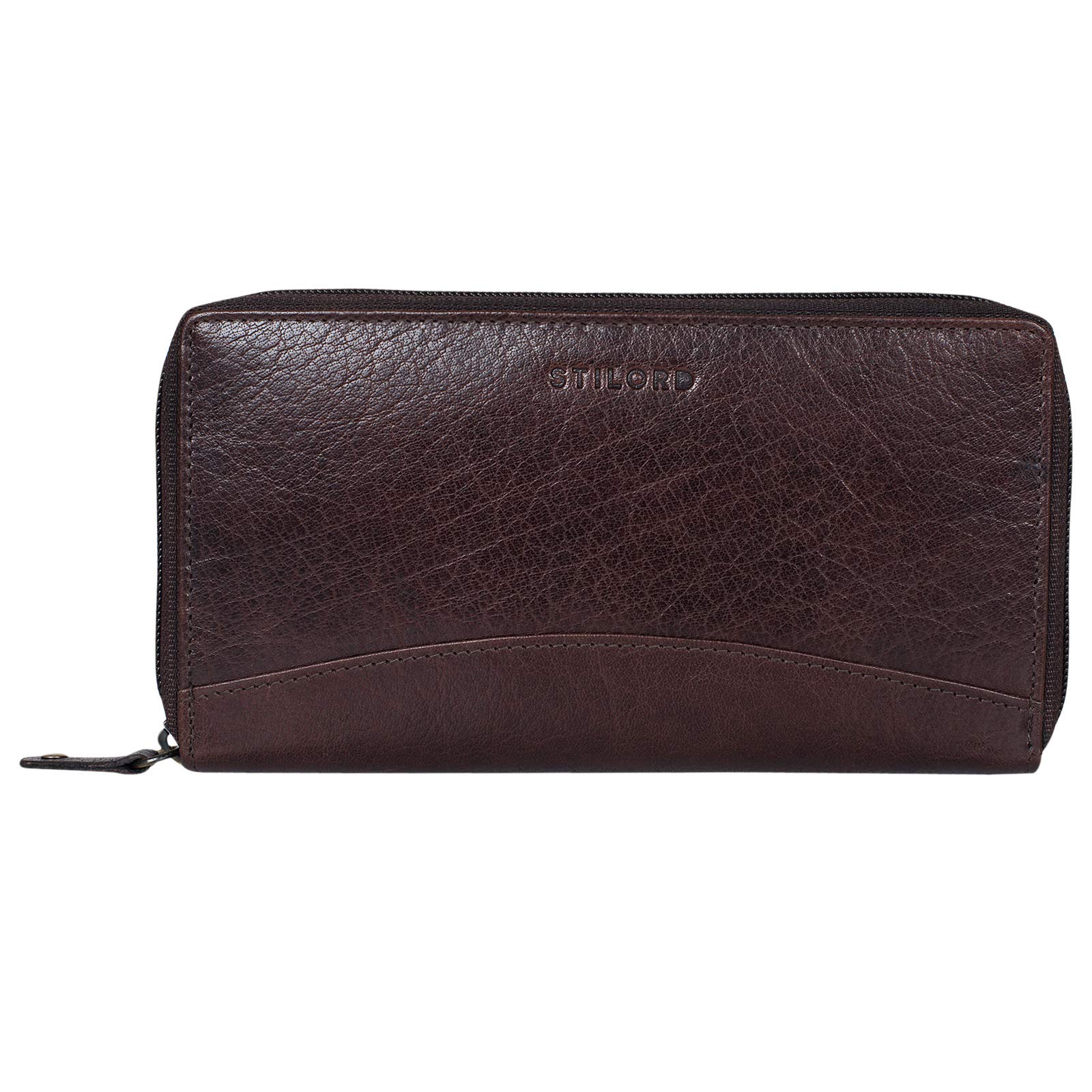 STILORD 'Saskia' Coin Purse Women Leather with RFID Blocker Vintage Purse with Zipper for Notes Money Cash Credit Cards Identity Card Passport Genuine Leather, Colour:Velvet - Brown