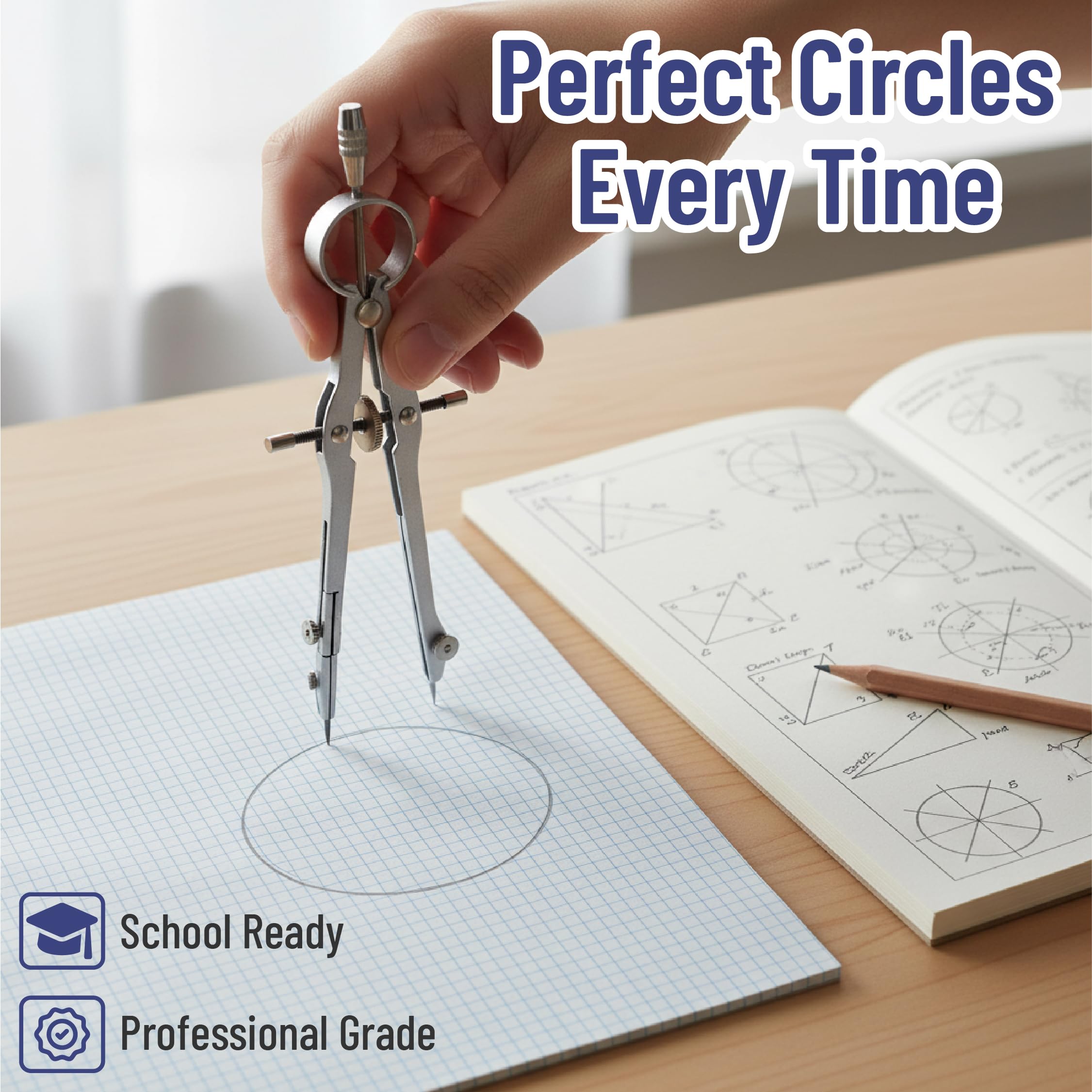 Mr. Pen Geometry Set with 6 Inch Swing Arm Protractor, Divider, Set Squares, Ruler, Compasses and Protractor, 15 Piece Set, Back to School Supplies