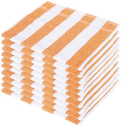SHAMBHAVI 300 GSM Cotton Hand Towel Set (Orange and White) - 10 Piece