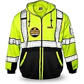 KwikSafety - Charlotte, NC - Men's Fleece Safety Hoodie | PPE Hi Vis Lightweight Reflective Jacket