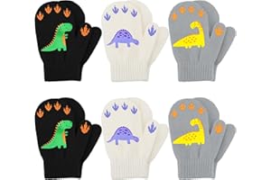 Cooraby 6 Pairs Toddler Magic Stretch Mittens Winter Unisex Baby Knitted Gloves Mittens