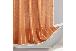 RoomTalks Fall Color Boho Shower Curtain Set - Premium Quality Heavy Duty Orange Autumn Modern Farmhouse Vintage Shower Curtain Bohemian Cottage Bathroom Decor, Waterproof & Washable