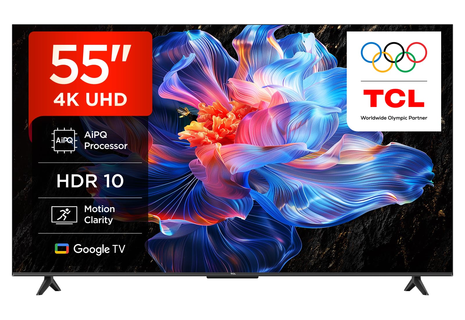 TCL 55V6C 55 Zoll Direct LED TV, 4K HDR Fernseher, Smart TV mithilfe von Google TV (Dolby Audio, Motion Clarity, Kompatibel mit Google Assistant & Alexa)