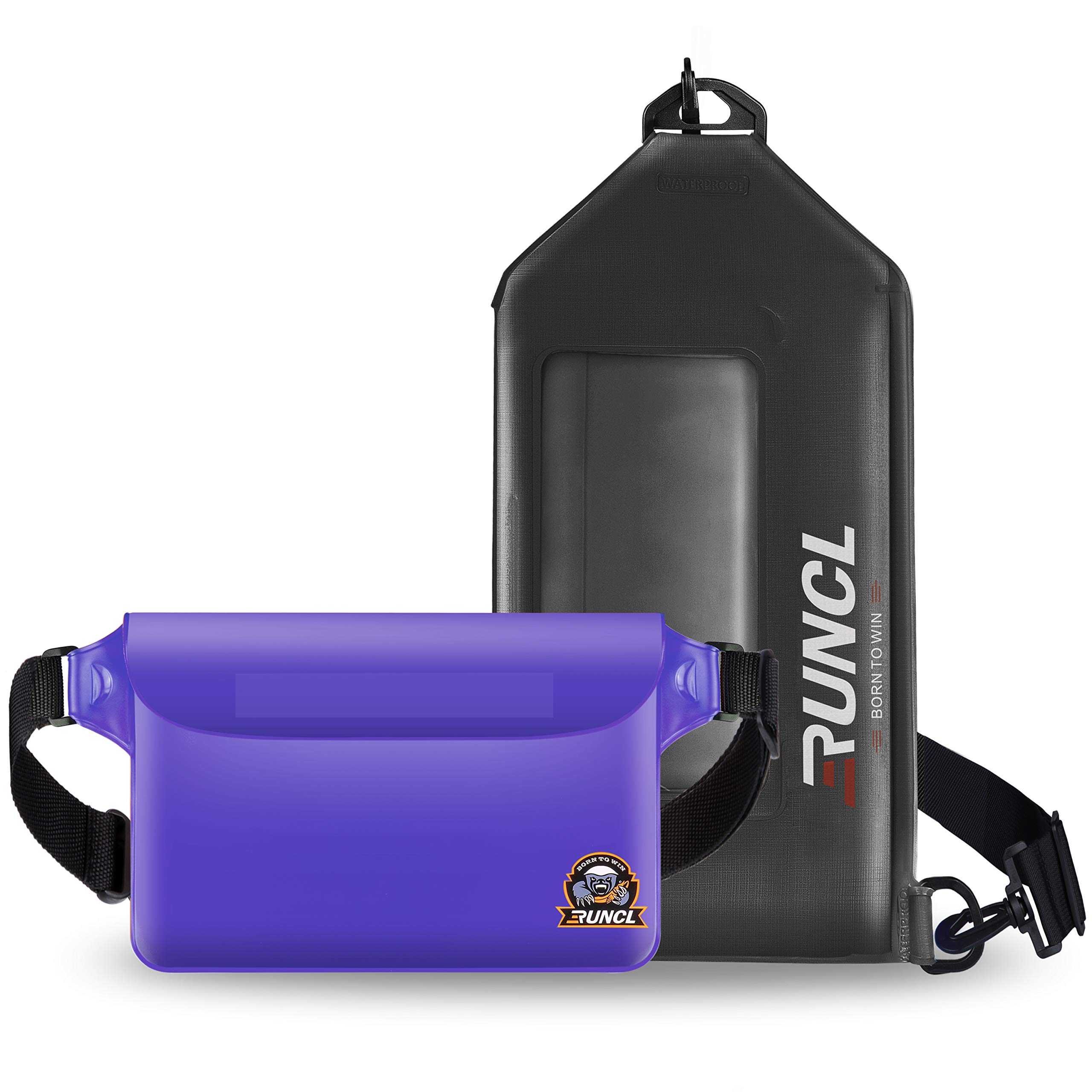 RUNCL Waterproof Pouch, Screen Touchable Dry Bag, Waist Pack, Chest Bag - Slim Design, Dual Closure System, Adjustable Strap - Sports Bag for Fishing, Kayaking, Cycling, Hiking, Camping, Running