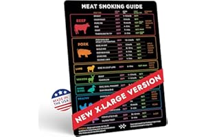 LEVAIN & CO X-Large Meat Temperature Magnet & BBQ Smoker Guide - 8.5" x 11" - Smoker & Pellet Grill Accessories - Wood, Time, & Temp - BBQ Accessories - Grilling Gifts for Men