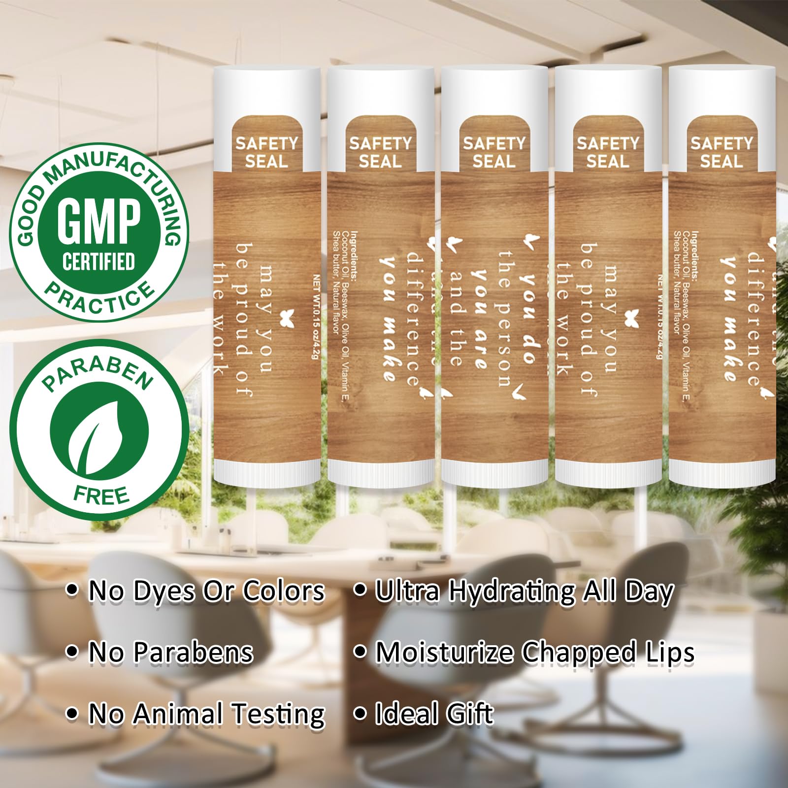 DMSKY Appreciation Gifts 60 Pcs Lip Balm Bulk, Staff Appreciation Gifts Bulk Thank You Gifts Bulk for Coworkers Teacher Worker Employee Leaving Farewell Gifts