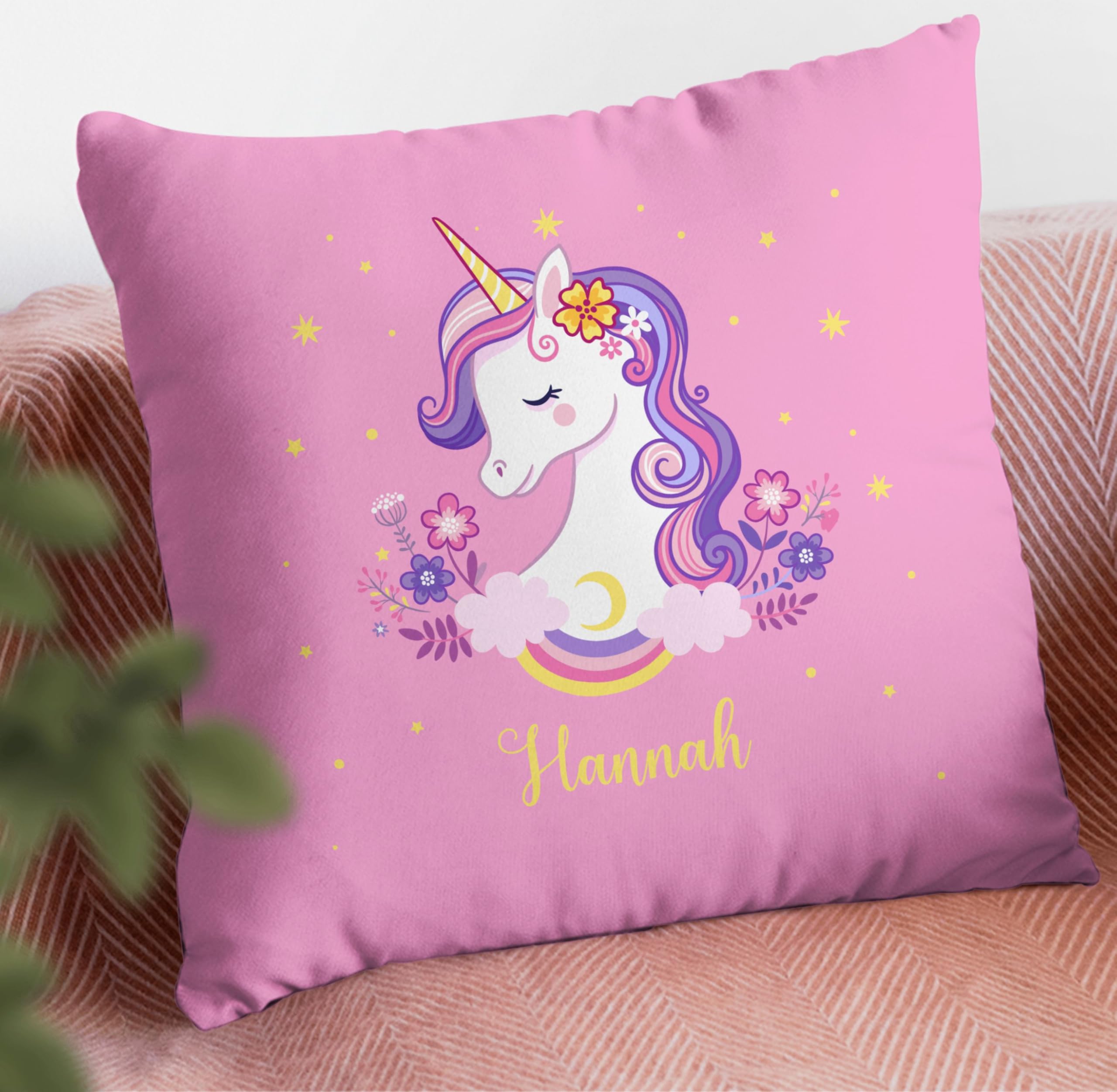 Kissen 50x50 - Einhorn Geschenk Einhörner I Unicorn - 50 x 50 cm - Pink - mädchen einhornkissen Unicorns Name kopfkissenbezug Baumwolle personalisierte einhörnern with Cushion Geschenke 6