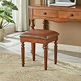 KIVSON Vanity Bench Stool with Microfiber Leather Cushion, Vanity Chair Ottoman Dressing Stool with Solid Wood Legs for Bedro