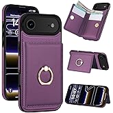 LOHASIC for iPhone 17 Air Case Wallet with Card Holder, 360° Rotation Ring, RFID Blocking, 5 Card Slots, PU Leather 6.5" Cover for Apple 17 Air Men Women, Purple
