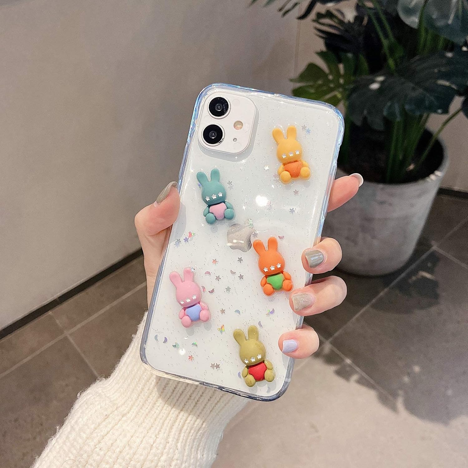 DOMIDO 3D Clear Case Compatible with iPhone 12 Pro Max Cute Cartoon Rabbits Funny Creative Ice Cream Cake Food Cover Girls Glitter Soft Rubber Case for iPhone 12 Pro Max (5 Bears)
