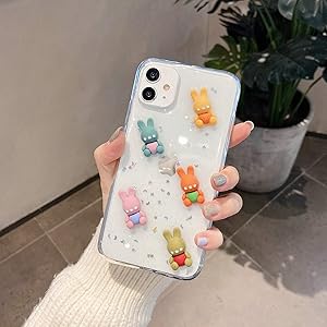 DOMIDO 3D Clear Case Compatible with iPhone 12 Pro Max Cute Cartoon Rabbits Funny Creative Ice Cream Cake Food Cover Girls Glitter Soft Rubber Case for iPhone 12 Pro Max (5 Bears)