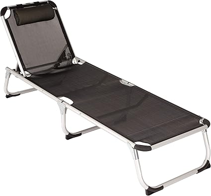 Amazon De Divero Gartenliege Camping Liege 187x59x30 Cm Mit Kopfkissen Sonnenliege Klappbar 5fach Verstellbar Aluminiumrahmen Dreibeinliege Wetterfest Robust Puula Schwarz