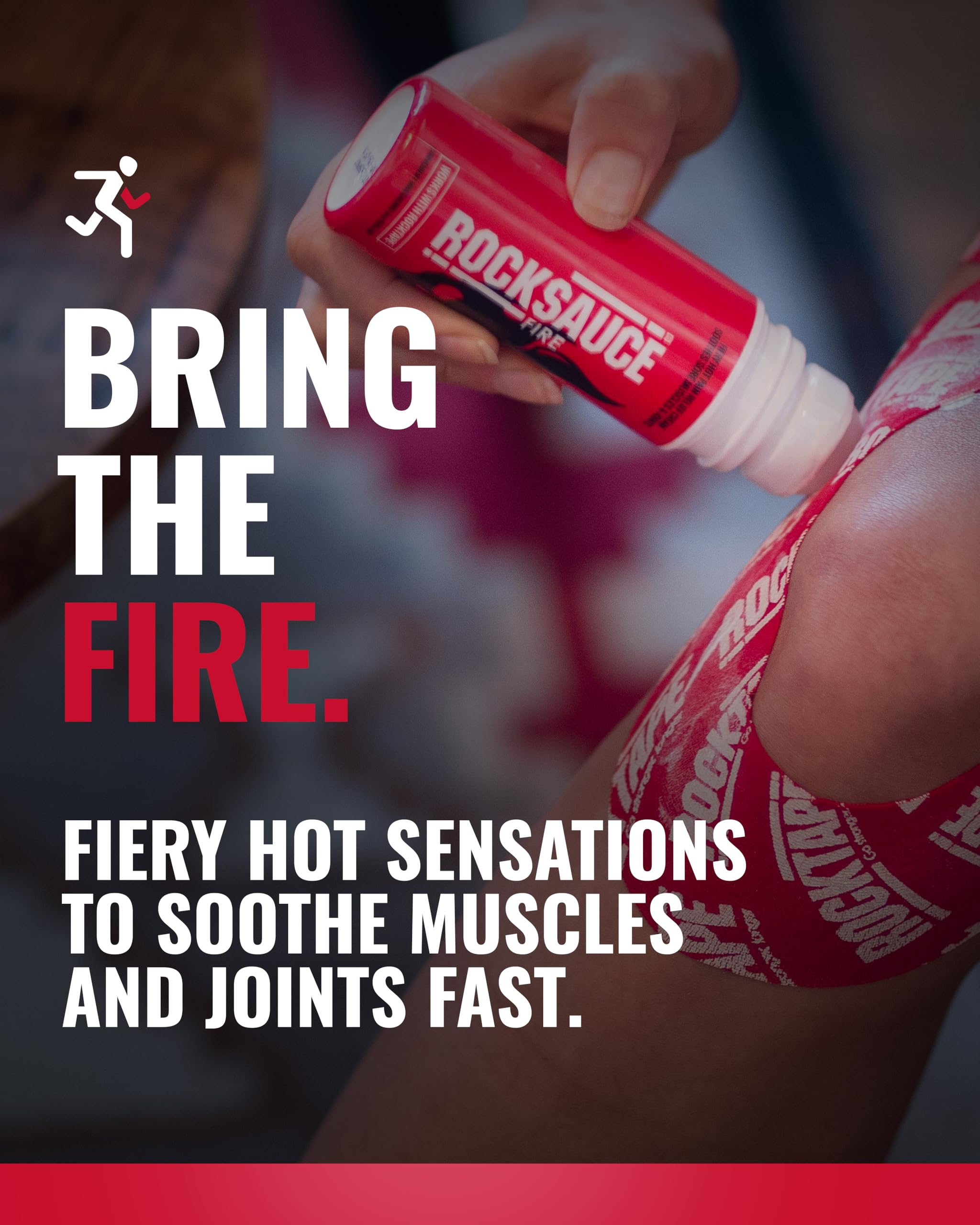 RockSauce Fire, 3 oz Roll-On - Easy to use Pain Relief Cream - Capsaicin & Menthol Formula Relieves Muscle & Joint Pain - Works w/ RockTape - No-Mess Applicator - Dye-Free, Won't Stain Clothes