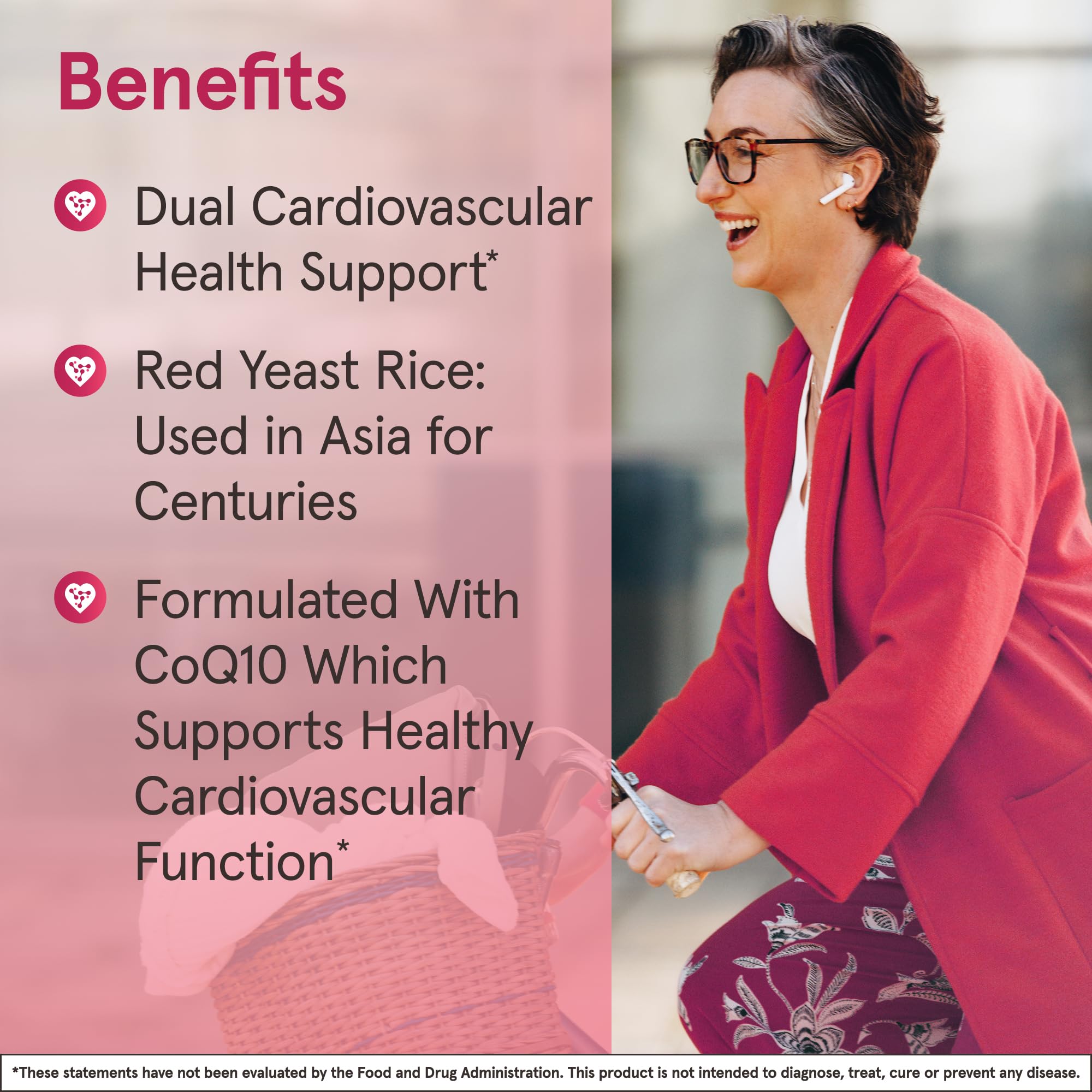 Jarrow Formulas Red Yeast Rice 1200 mg & Co-Q10 100 mg Per Serving - 120 Veggie Caps - 60 Servings - Herbal Heart Health Dietary Supplement - Supports Cardiovascular & Heart Health - Vegan