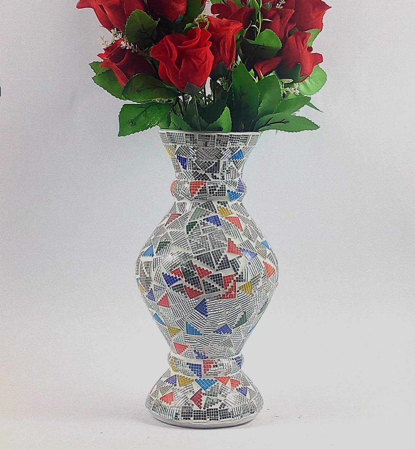 Buy Large Flower Vase L=6.3inch W=6.3inch H=13inch Colored Mirror