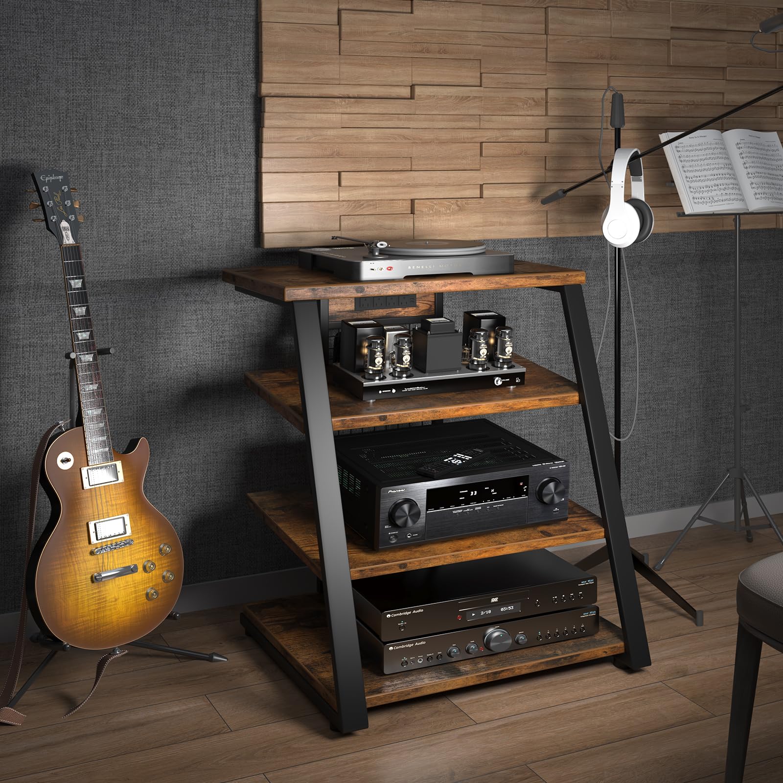 Av Rack Led Mua WODRAWER AV Media Stand with Outlets, Stereo Racks with LED Lights ...