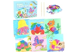 Poke-in Fun Art Fabric Craft,Animals Theme,Mess Free Kids'Paper Craft Kits,Arts and Crafts for Kids,Art Activity Birthday Chr