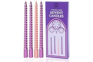 SEVEN LUCKY LIGHT 10 inches Advent Candles Set of 4,Ture Dripless Advent Wreath Candles,Velas de Adviento Nativity Scene Candlesticks, Elegant Non Toxic Candle Sticks