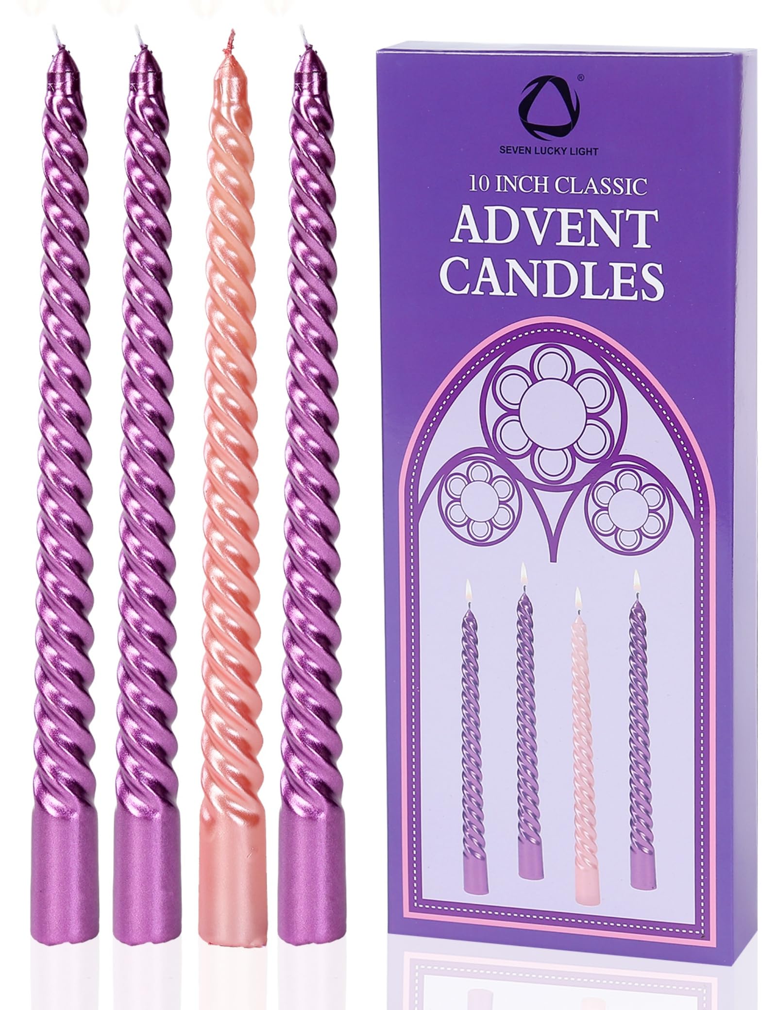 Photo 1 of 10 inches Advent Candles Set of 4,Ture Dripless Advent Wreath Candles,Velas de Adviento Nativity Scene Candlesticks, Elegant Non Toxic Candle Sticks
