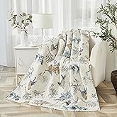 Brandream Beige American Country Quilted Throw Blanket Cotton Birds Printing Throw Quilt 47 X 60 Inch