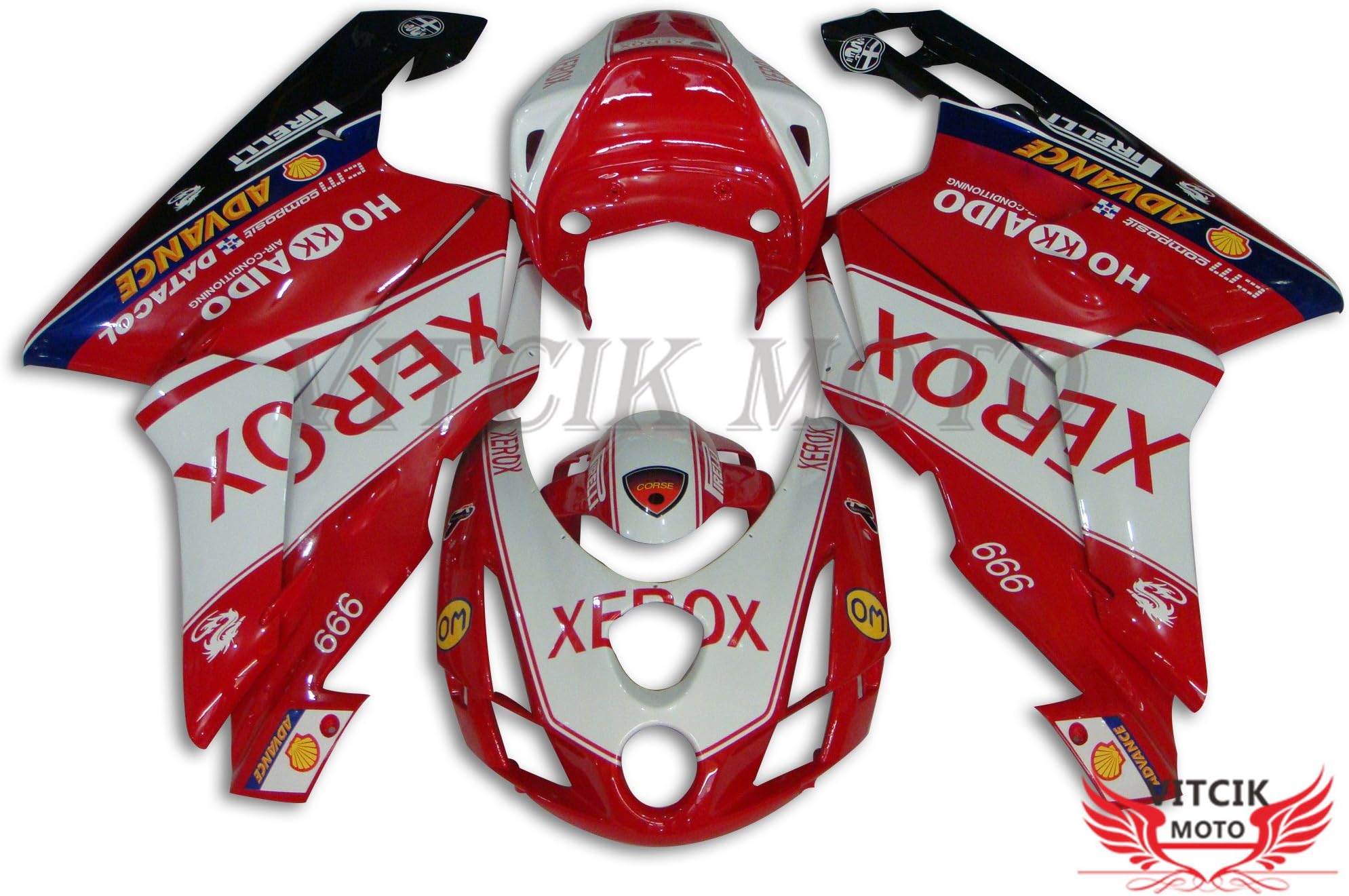 VITCIK (Fairing Kits Fit for 999 749 Monoposto 2003 2004 03 04) Plastic ABS Injection Mold Complete Motorcycle Body Aftermarket Bodywork Frame(Red & White) A012
