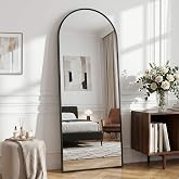 LadyNow Full Length Mirror, 58.5"x18" Arched Floor Mirror, Black | ShatterProof Glass Floor Standing Full Body Mirror with Stand for Bedroom, Hanging Mounted for Living Room Cloakroom