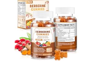 WYUUKI 120 Count Berberine Extract Gummies 2000mg Natural Organic Berberine Extract HCI Supplement with Ceylon Cinnamon Turmeric for Women Men Support Digestive Immune System Metabolism Mixed Berry Flavor