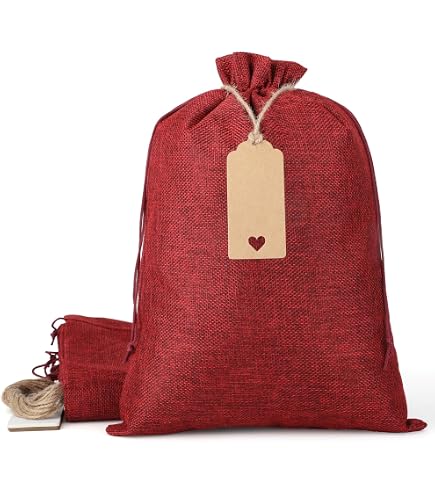 12pcs Drawstring Burlap Gift Bags - 8x12 Inch, Mixed Colors, Lined Jute Bags For Favors, Storage - View #7