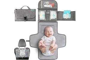 Kopi Baby Portable Diaper Changing Pad - Baby Diaper Changer Travel Bag with Wipes Pocket, Smart Design Portable Changing Mat, Infant Travel Station Kit, Gift for Newborn Girl & Boy - Grey