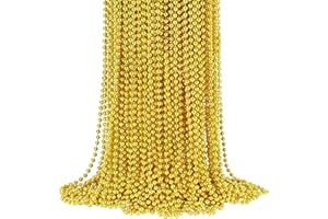 YAXINRUI 72 PCS Gold Bead Necklaces, Christmas Bead Necklaces, Gold Mardi Gras Beads, 33 Inch 7 mm Round Beaded Necklaces for Mardi Gras Party Christmas New Year Eve Festive Events, Party Favors