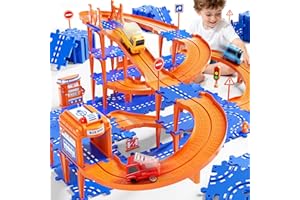 NIPLOOOW Puzzle Race Car Track Set for Kids 3-5, Floor Puzzle Track Car Set, Toddler Toys for 3 4 5 6 Years Old Boys, Toys Gift for Kids Boys Girls Age 3 4 5 6 7 8 Years Old
