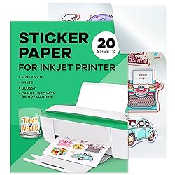 Sticker Paper for Inkjet Printer - (20 Sheets), 8.5