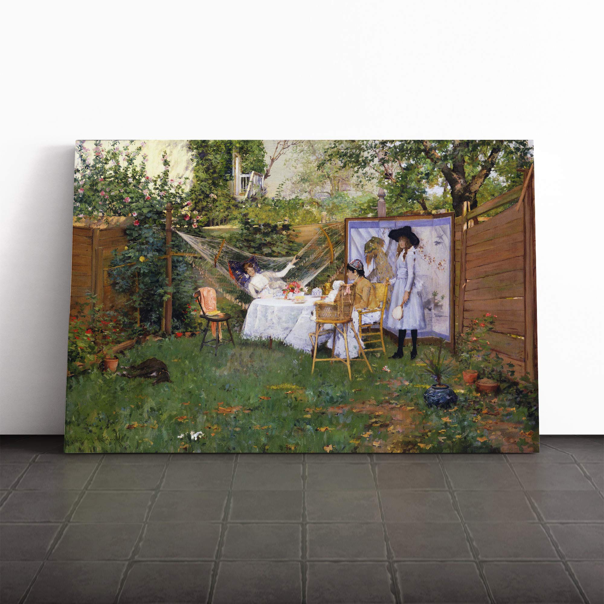 William Merritt Chase Open Air Breakfast Canvas Print | Gallery Wrapped 30mm Frame Wall Art | 20x14 inches | Ready to Hang | Modern Picture | Living Room Bedroom Lounge Office