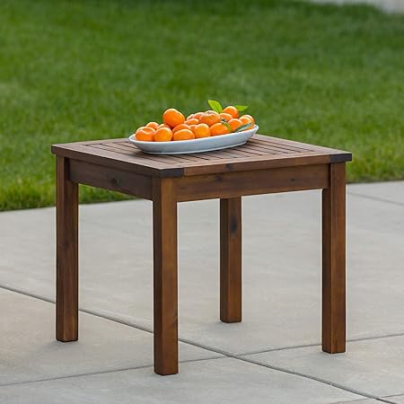 Amazon Com Walker Edison Modern Outdoor Patio Wood Side Square End Table All Weather Backyard Conversation Garden Poolside Balcony 20 Inch Dark Brown Garden Outdoor