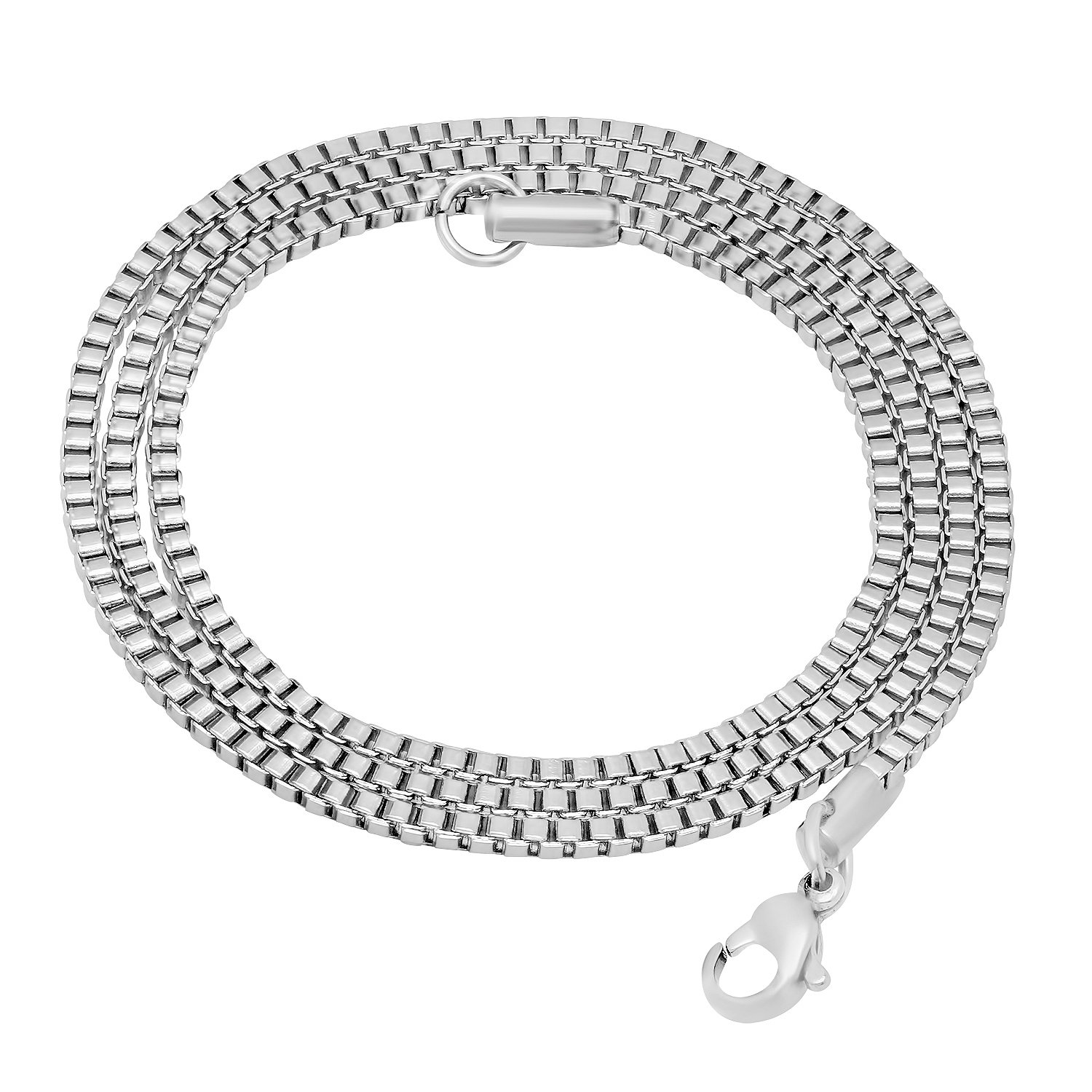 24 The Bling Factory Durable Stainless Steel 2mm Square
