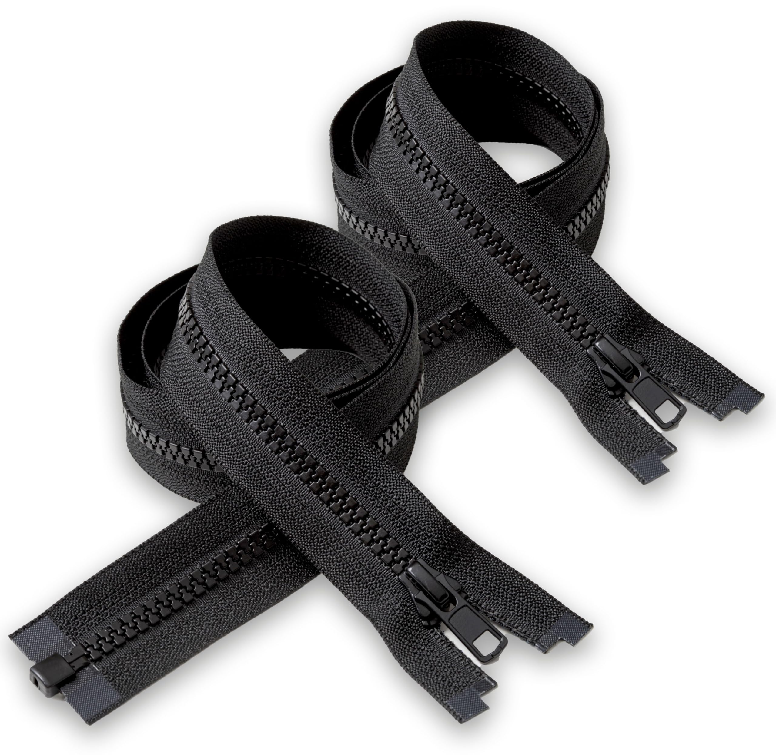 IPEA Black Zip 80 cm Long - Pack of 2 - Chain Size #5 - Divisible Zippers for Glare Sewing Furniture Jackets - Width 30 mm - Black